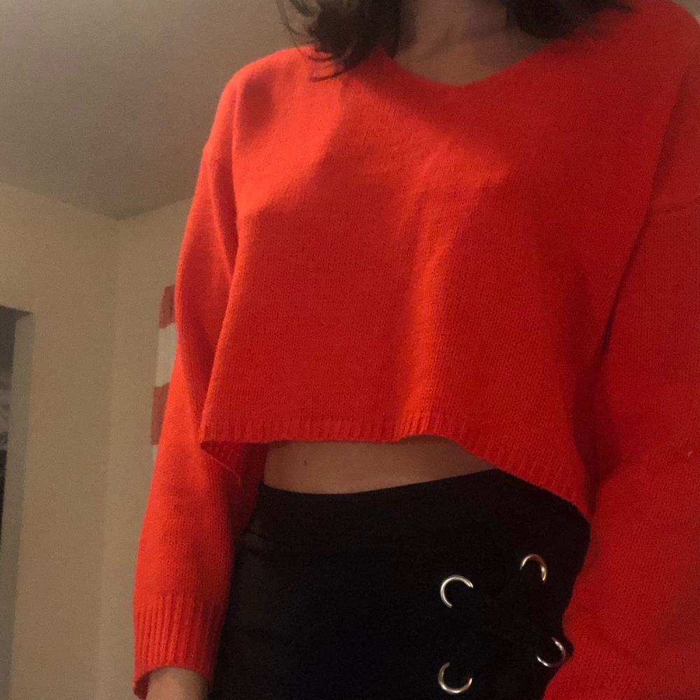 Cropped soft red sweater